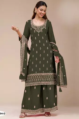 Mehendi georgette semi stitched suit with heavy embroidery work