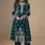 Teal green chinon silk semi stitched suit with embroidery & sequence work