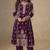 Dark purple chinon silk semi stitched suit with embroidery & sequence work
