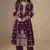 Dark purple chinon silk semi stitched suit with embroidery & sequence work