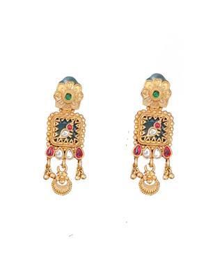 Temple jewelry necklace set featuring elephant design pendant matching earrings for weddings and special occasion 5