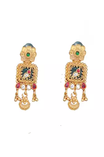 Temple jewelry necklace set featuring elephant design pendant matching earrings for weddings and special occasion