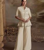 White georgette readymade suit with embroidery work
