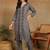 women's hand embroidered grey floral chikankari front slit straight pure cotton kurta with palazzo