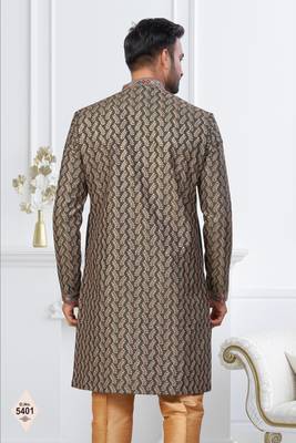 Green silk blend embroidered sherwani set 3