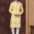 Yellow silk blend embroidered sherwani set