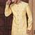 Yellow silk blend embroidered sherwani set