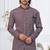 Wine faux jacquard embroidered sherwani set