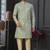 Green faux jacquard embroidered sherwani set