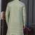 Green faux jacquard embroidered sherwani set