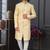 Yellow silk blend embroidered sherwani set