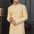 Yellow silk blend embroidered sherwani set