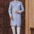 Blue silk blend embroidered sherwani set