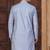 Blue silk blend embroidered sherwani set