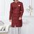 Maroon silk blend embroidered sherwani set