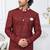 Maroon silk blend embroidered sherwani set