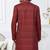 Maroon silk blend embroidered sherwani set