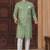 Green silk blend embroidered sherwani set
