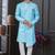 Blue faux jacquard embroidered sherwani set