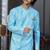 Blue faux jacquard embroidered sherwani set