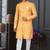 Yellow silk blend embroidered sherwani set