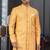 Yellow silk blend embroidered sherwani set