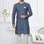 Blue silk blend embroidered sherwani set