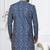 Blue silk blend embroidered sherwani set