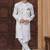White faux jacquard embroidered sherwani set