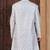 White faux jacquard embroidered sherwani set