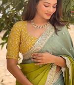 Multi Color Embroidered Chiffon Saree