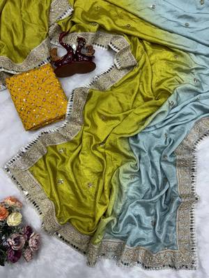 Multi Color Embroidered Chiffon Saree 3