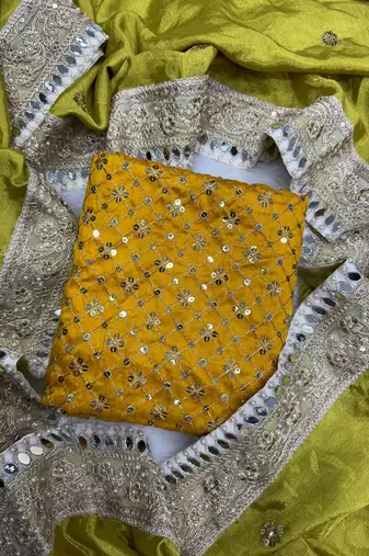 Multi Color Embroidered Chiffon Saree