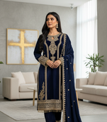 Black color velevt fabric designer embroidery work suit