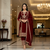 Maroon color velevt fabric designer embroidery work suit