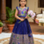 navyblue soft silk paithani design pattu pavadai for girls ethnic wear