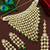 Gold-plated kundan green beads v-shaped necklace set with maang tikka