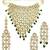 Gold-plated kundan green beads v-shaped necklace set with maang tikka