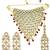 Gold-plated kundan maroon beads v-shaped necklace set with maang tikka