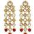 Gold-plated kundan maroon beads v-shaped necklace set with maang tikka