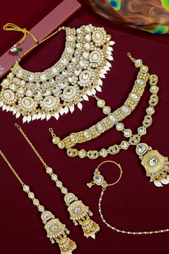 Gold plated kundan bridal jewellery set