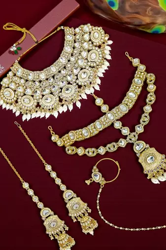 Gold plated kundan bridal jewellery set