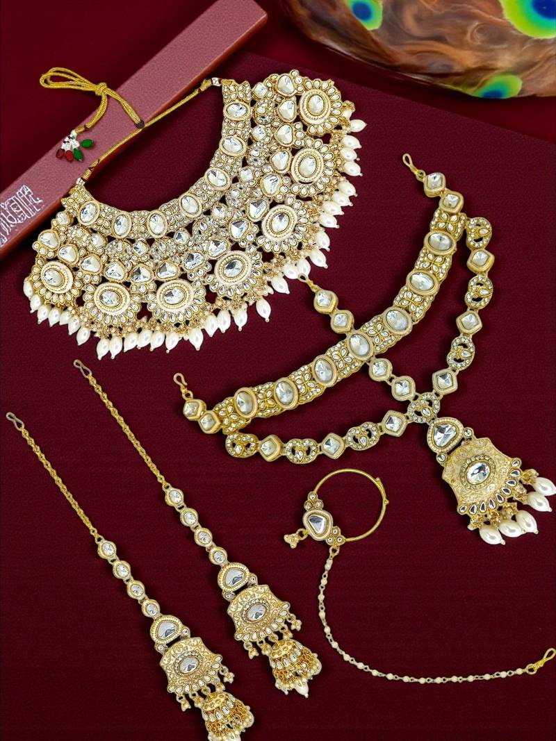 Gold plated kundan bridal jewellery set