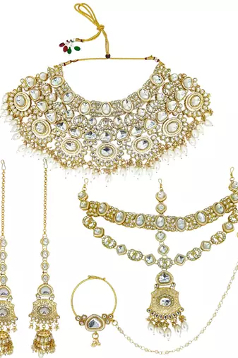 Gold plated kundan bridal jewellery set