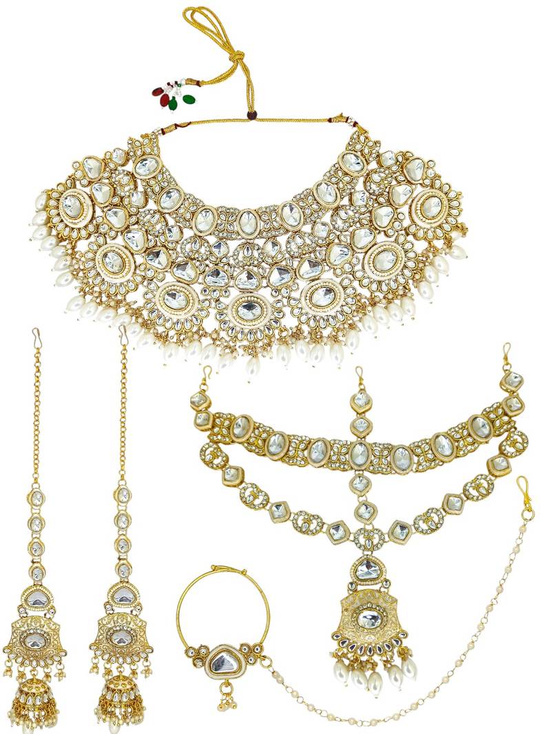 Gold plated kundan bridal jewellery set