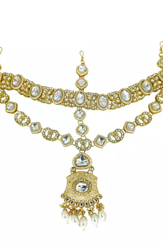 Gold plated kundan bridal jewellery set