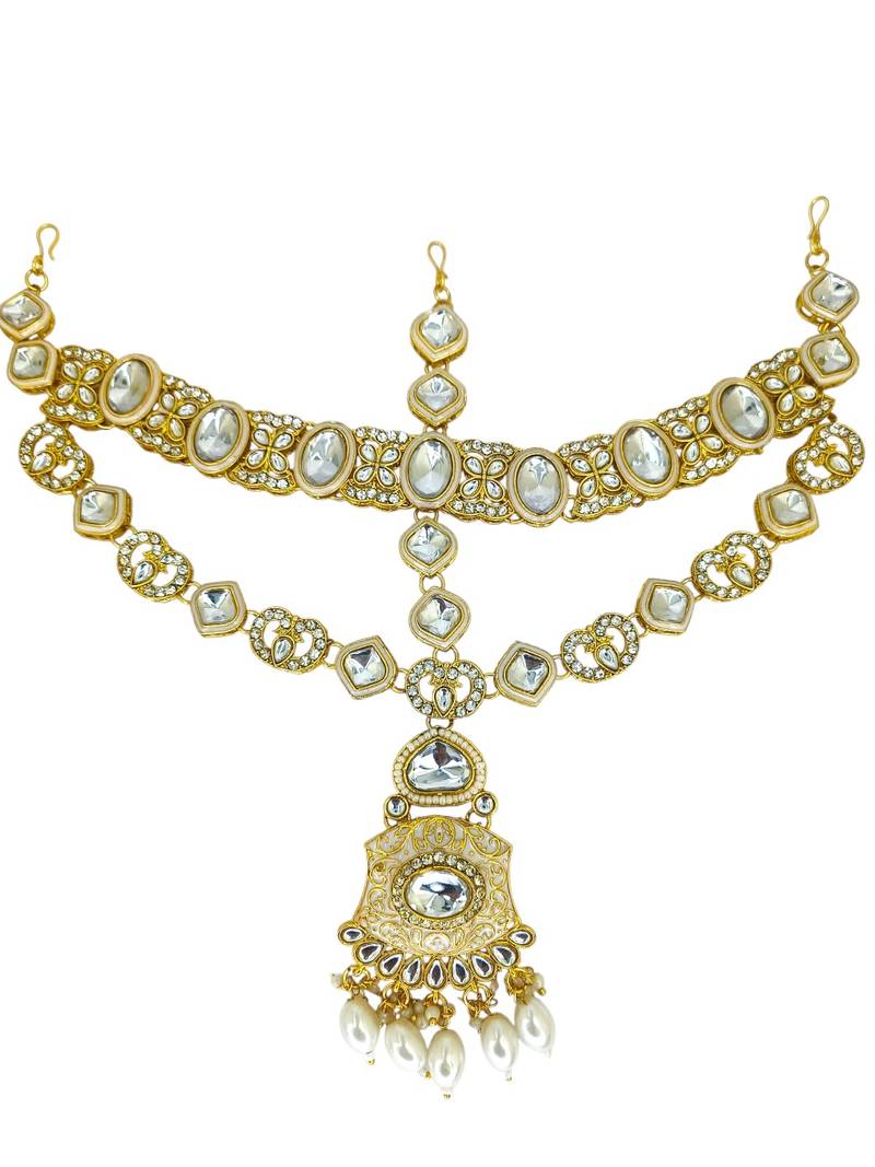 Gold plated kundan bridal jewellery set