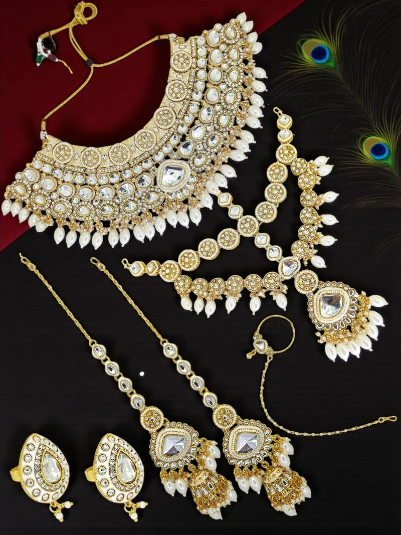 Gold plated kundan bridal jewellery set