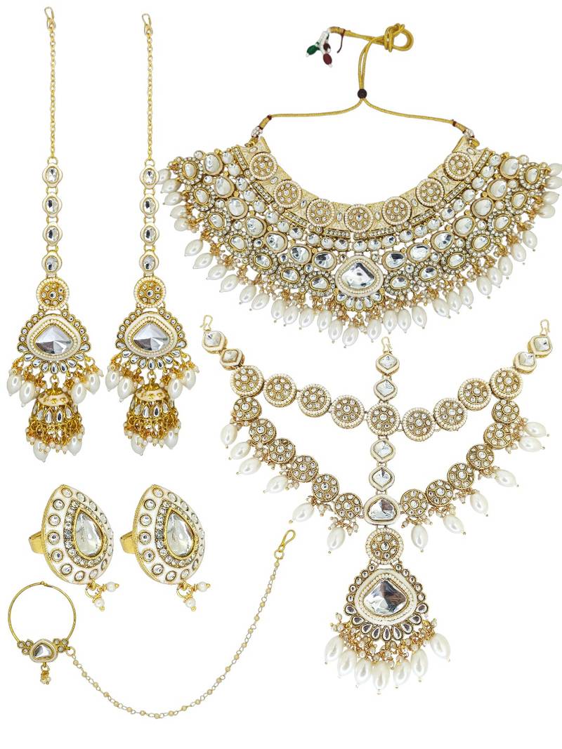 Gold plated kundan bridal jewellery set
