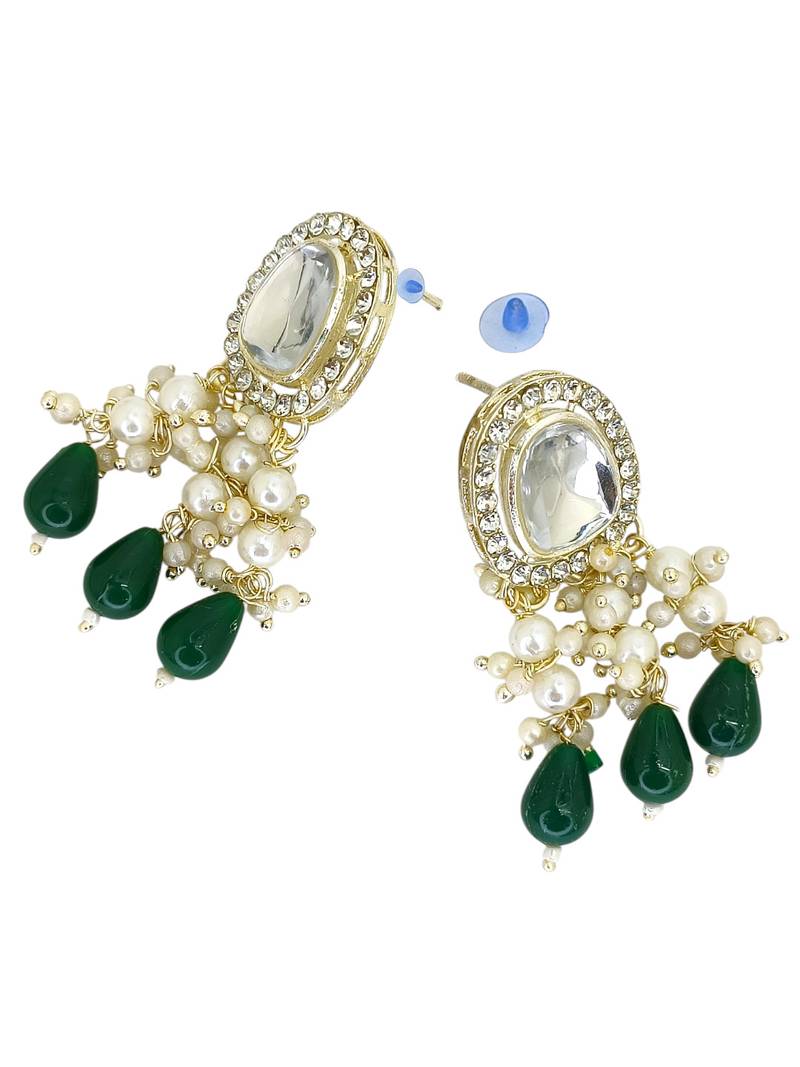 Gold plated kundan green choker set